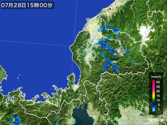 福井県の雨雲レーダー(2015年07月28日)