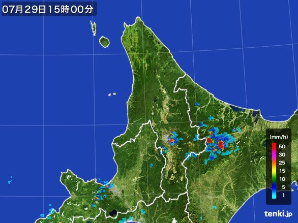 道北の雨雲レーダー(2015年07月29日)