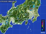 2015年07月30日の関東・甲信地方の雨雲レーダー