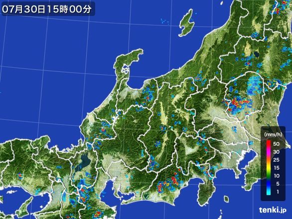 北陸地方の雨雲レーダー(2015年07月30日)