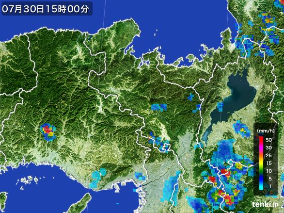 京都府の雨雲レーダー(2015年07月30日)