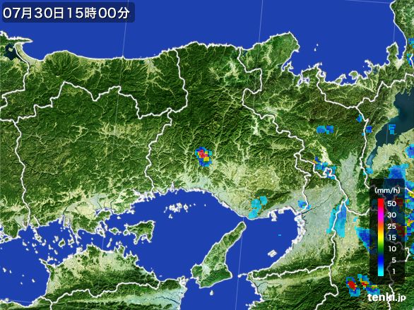 兵庫県の雨雲レーダー(2015年07月30日)