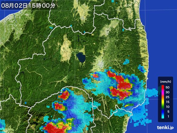福島県の雨雲レーダー(2015年08月02日)