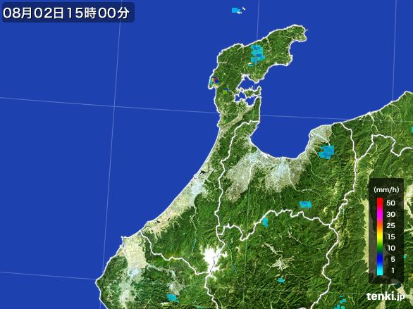 石川県の雨雲レーダー(2015年08月02日)