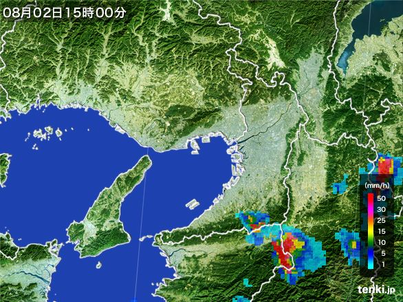 大阪府の雨雲レーダー(2015年08月02日)