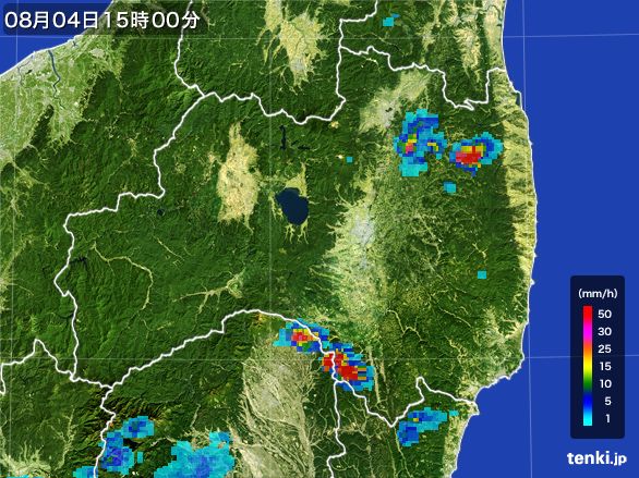 福島県の雨雲レーダー(2015年08月04日)