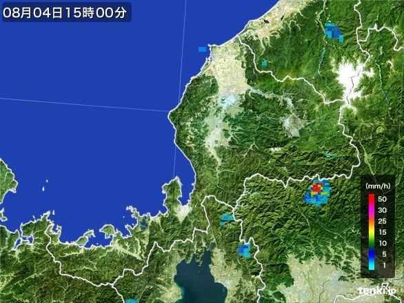 福井県の雨雲レーダー(2015年08月04日)