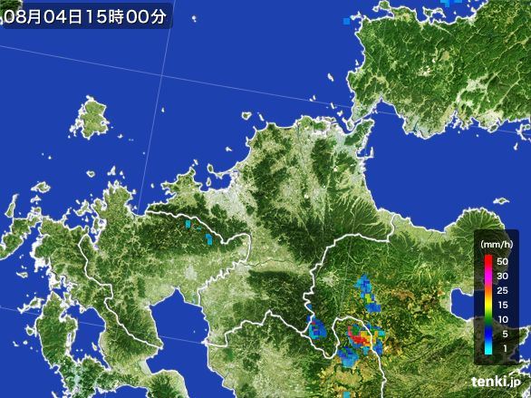 福岡県の雨雲レーダー(2015年08月04日)