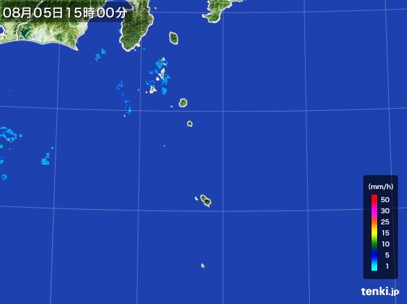 伊豆諸島(東京都)の雨雲レーダー(2015年08月05日)