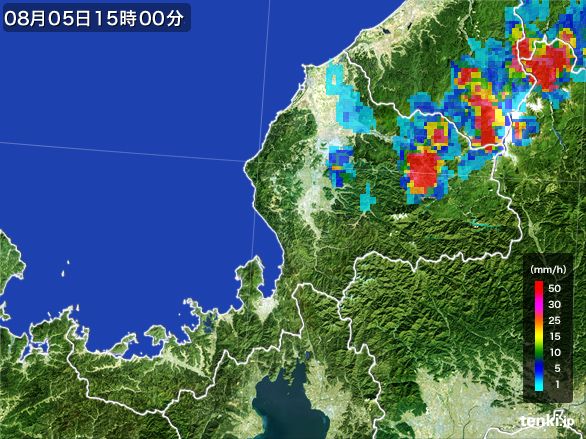 福井県の雨雲レーダー(2015年08月05日)