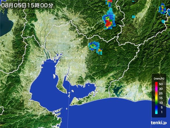 愛知県の雨雲レーダー(2015年08月05日)