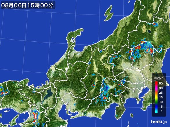 北陸地方の雨雲レーダー(2015年08月06日)