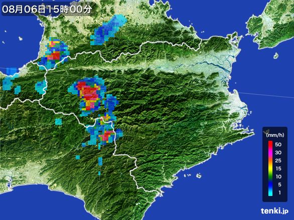 徳島県の雨雲レーダー(2015年08月06日)