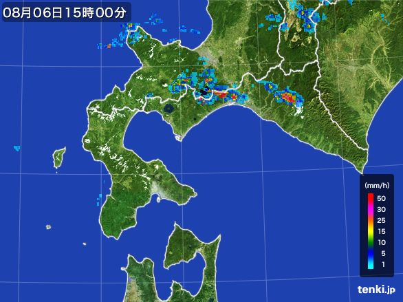 道南の雨雲レーダー(2015年08月06日)