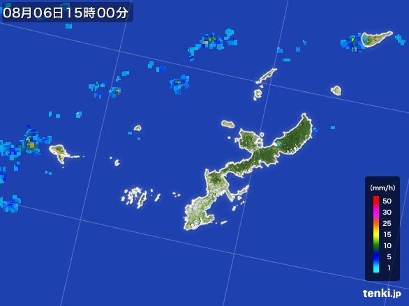 沖縄県の雨雲レーダー(2015年08月06日)