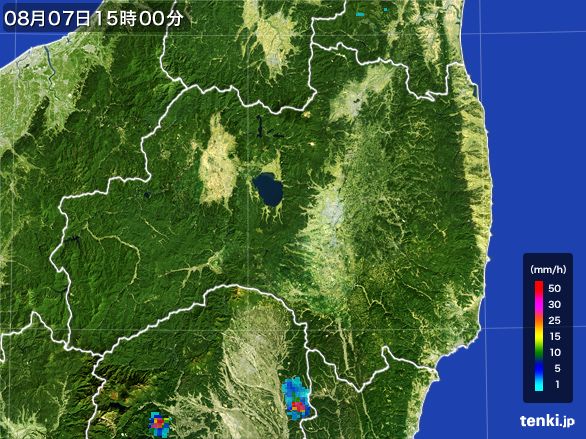 福島県の雨雲レーダー(2015年08月07日)