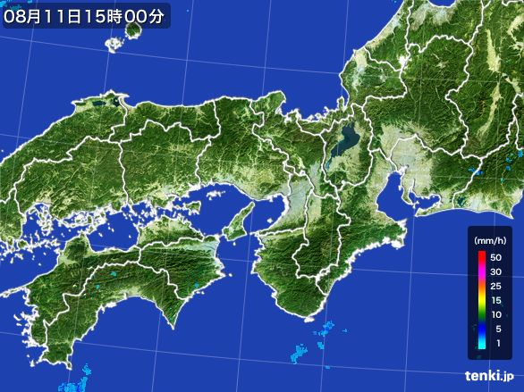 近畿地方の雨雲レーダー(2015年08月11日)
