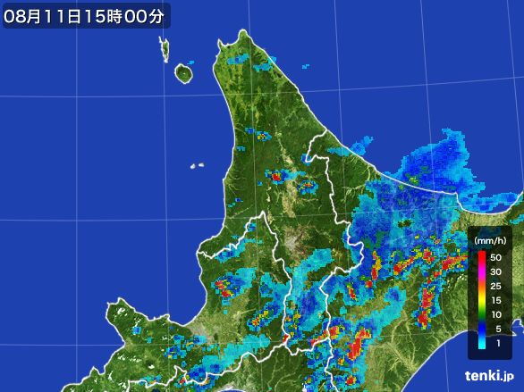 道北の雨雲レーダー(2015年08月11日)