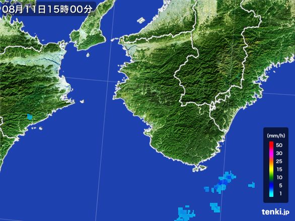 和歌山県の雨雲レーダー(2015年08月11日)