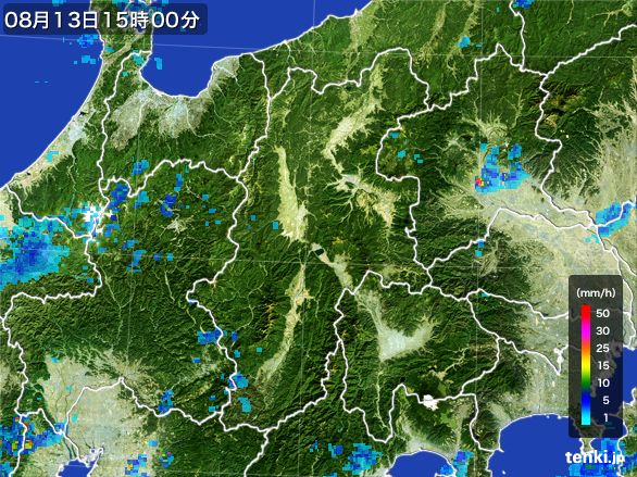 長野県の雨雲レーダー(2015年08月13日)