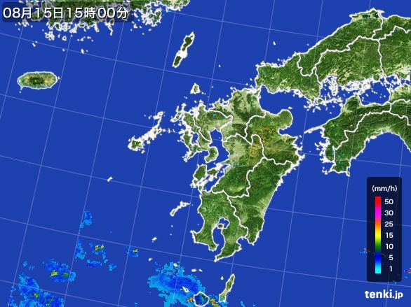 九州地方の雨雲レーダー(2015年08月15日)