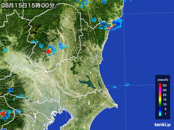茨城県の雨雲レーダー(2015年08月15日)