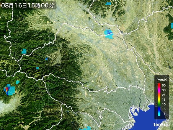 埼玉県の雨雲レーダー(2015年08月16日)