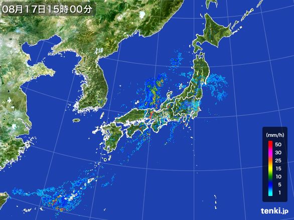 雨雲レーダー(2015年08月17日)