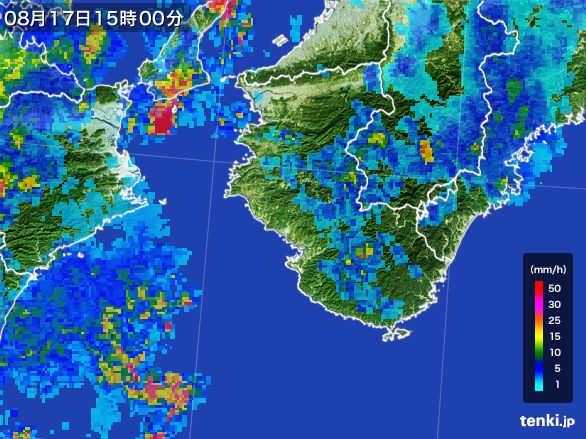 和歌山県の雨雲レーダー(2015年08月17日)