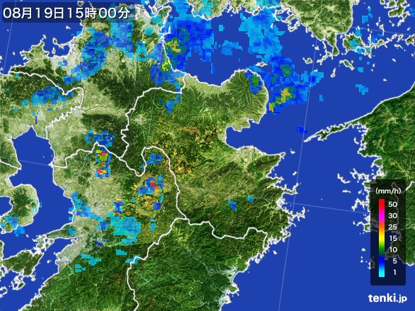 大分県の雨雲レーダー(2015年08月19日)