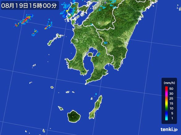 鹿児島県の雨雲レーダー(2015年08月19日)