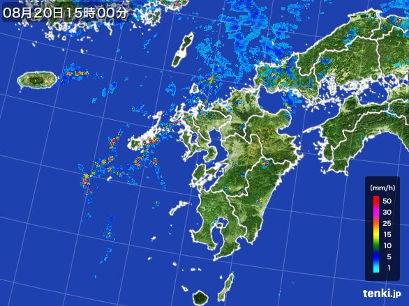 九州地方の雨雲レーダー(2015年08月20日)