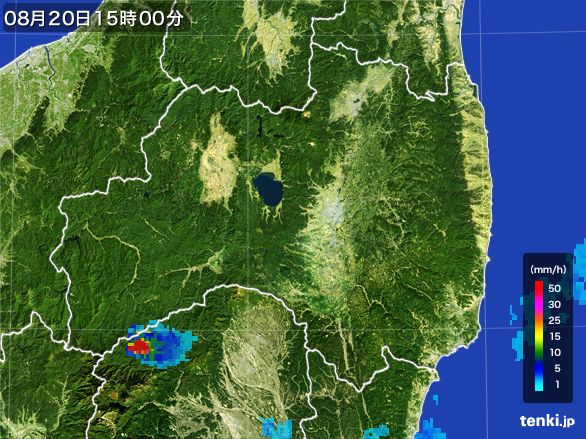 福島県の雨雲レーダー(2015年08月20日)
