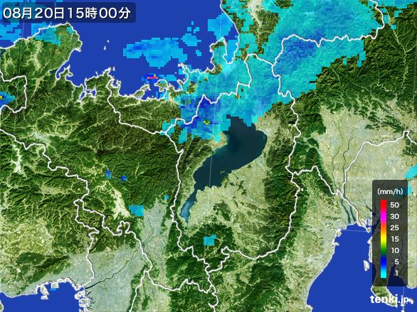 滋賀県の雨雲レーダー(2015年08月20日)