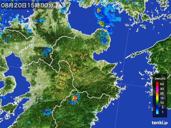 大分県の雨雲レーダー(2015年08月20日)