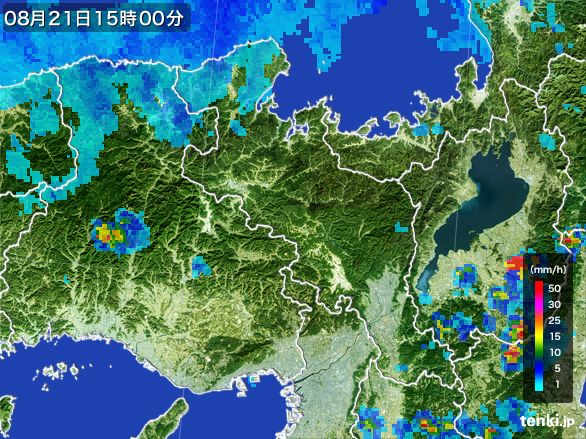 京都府の雨雲レーダー(2015年08月21日)