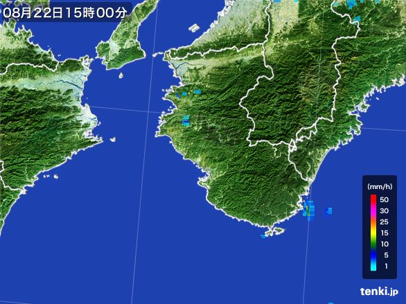 和歌山県の雨雲レーダー(2015年08月22日)