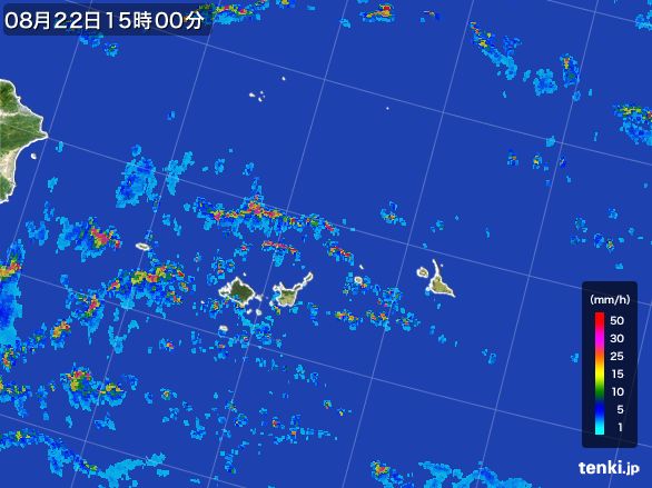 宮古・石垣・与那国(沖縄県)の雨雲レーダー(2015年08月22日)