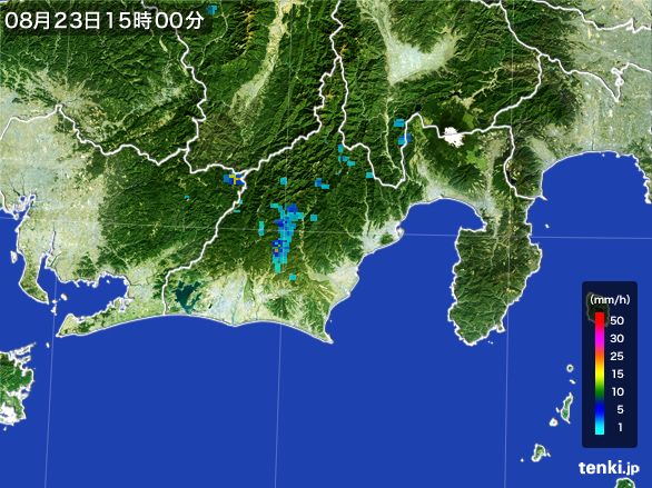 静岡県の雨雲レーダー(2015年08月23日)