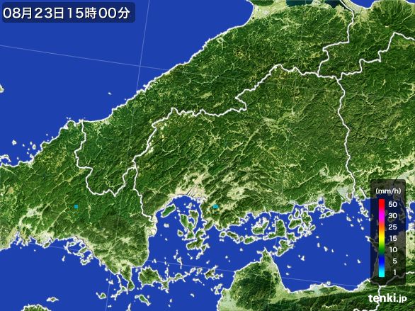 広島県の雨雲レーダー(2015年08月23日)