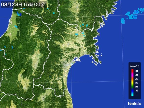 宮城県の雨雲レーダー(2015年08月23日)