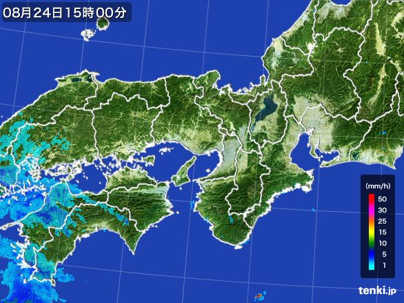 近畿地方の雨雲レーダー(2015年08月24日)