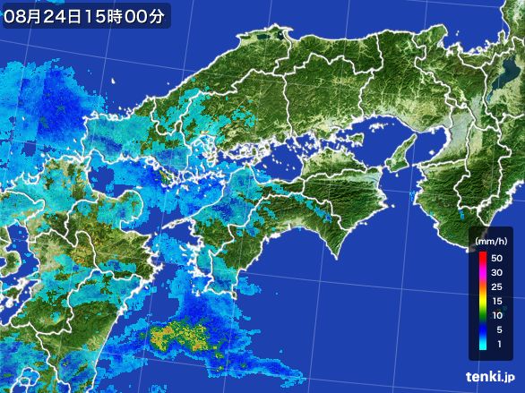 四国地方の雨雲レーダー(2015年08月24日)
