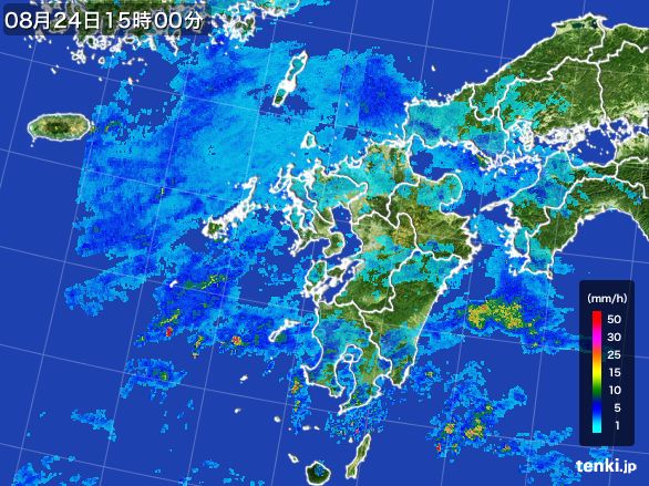 九州地方の雨雲レーダー(2015年08月24日)