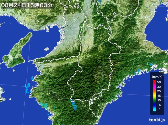 奈良県の雨雲レーダー(2015年08月24日)