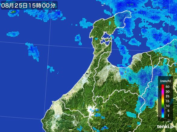 石川県の雨雲レーダー(2015年08月25日)