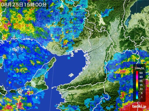 大阪府の雨雲レーダー(2015年08月25日)