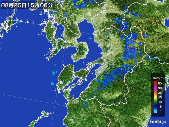 熊本県の雨雲レーダー(2015年08月25日)