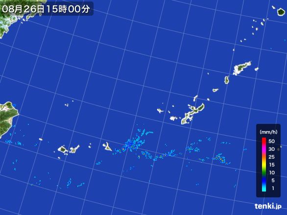 沖縄地方の雨雲レーダー(2015年08月26日)