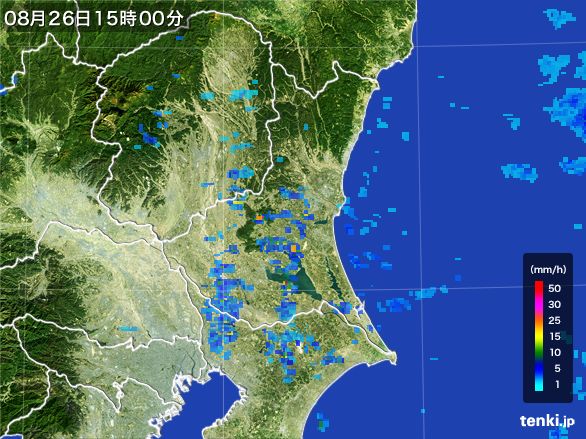 茨城県の雨雲レーダー(2015年08月26日)